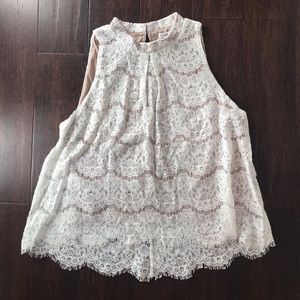 Classy cream lace high-neck tank for bride-to-be!